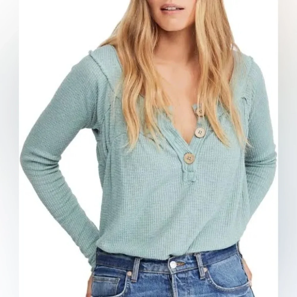 We The Free -‎ Free People Thermal Oversized Henley Top
